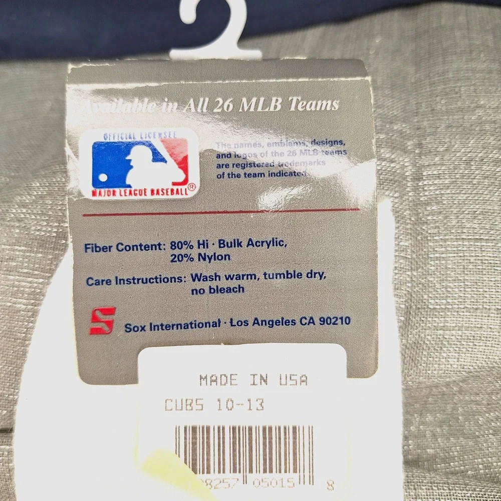 Vintage MLB Chicago Cubs Tube Socks 10-13 White NOS 80s 90s Stripe Logo SportSox